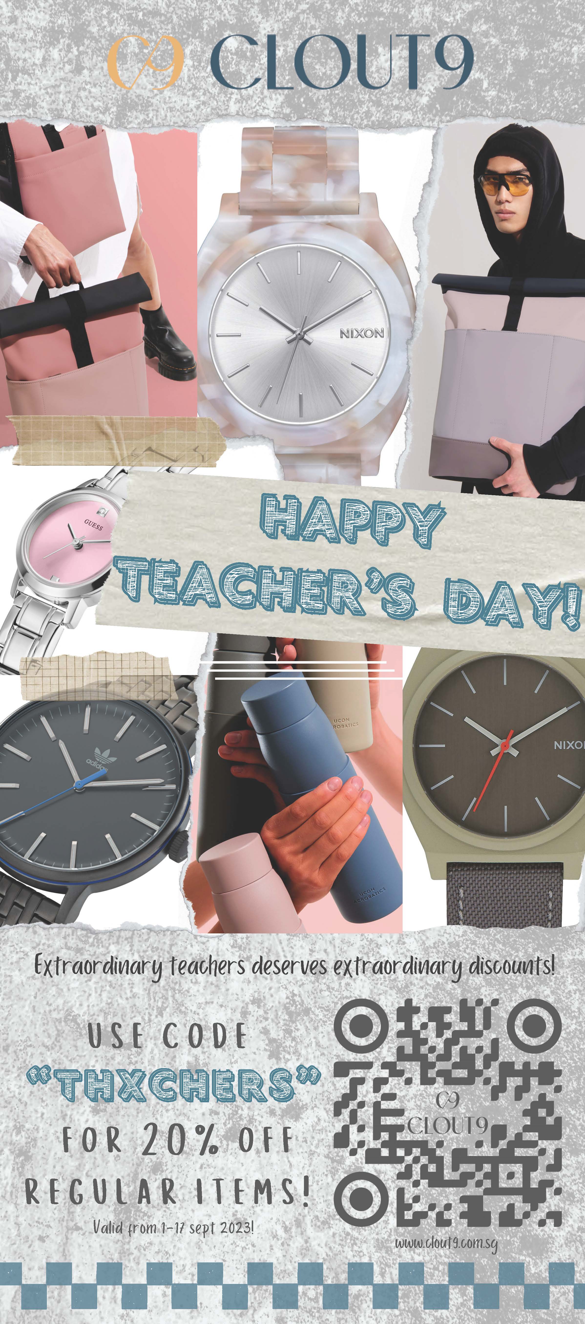 Clout9 Teachers Day Promotion 20 off all regular items from 1